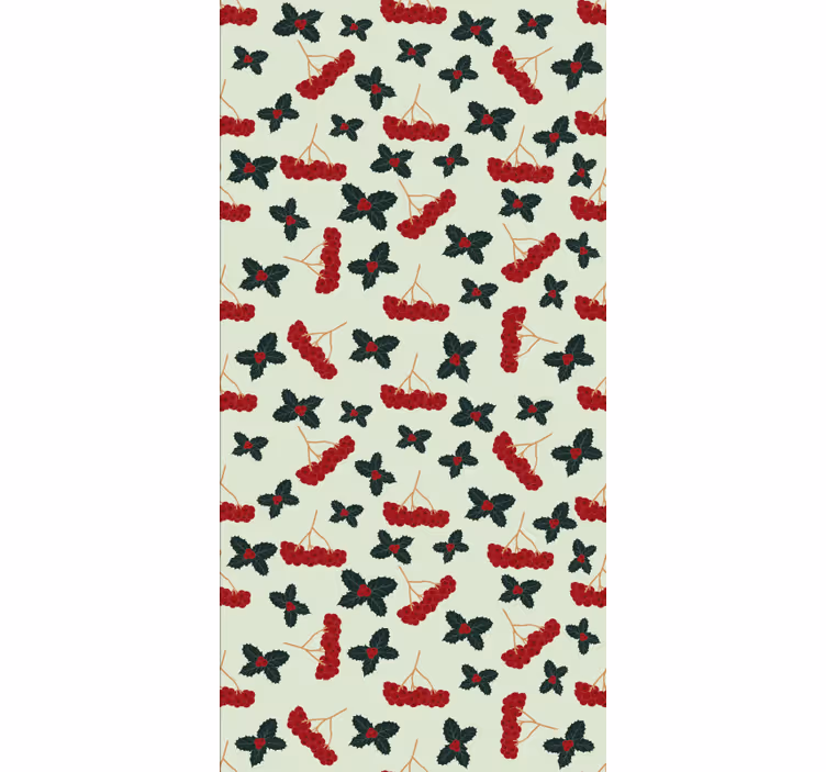 Behang kerst handgetekende bessenpatroon - TenStickers