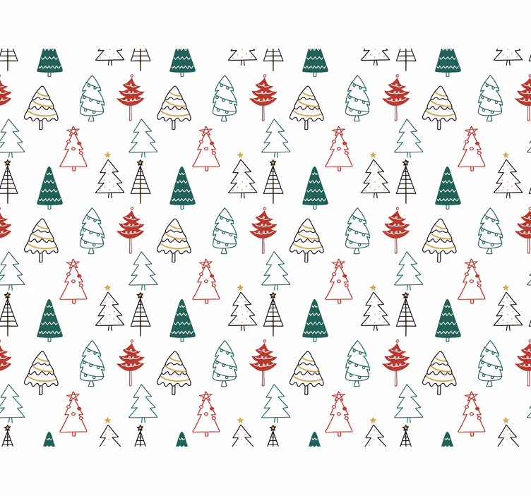 Behang kerst feestelijke bomen patroon - TenStickers