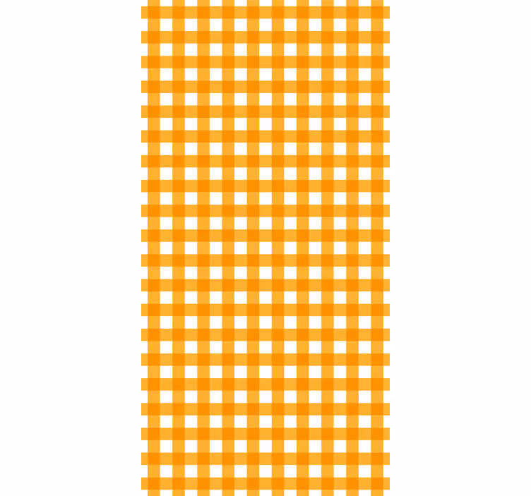 Behangpapier gang oranje en witte patroon vierkanten - TenStickers