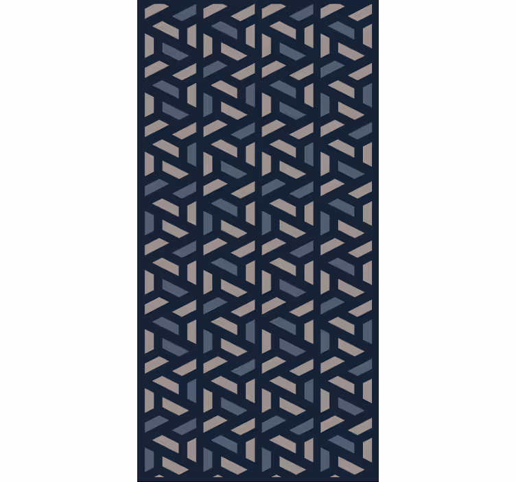 Behangpapier gang geometrisch blauw en grijs driehoekpatroon - TenStickers