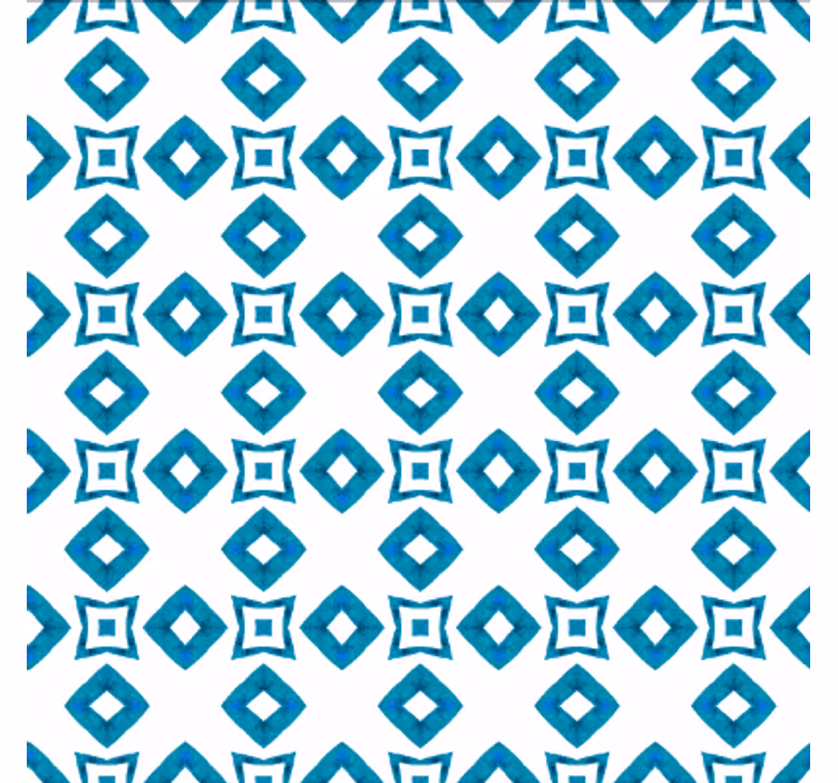 Eetkamer behang geometrisch blauw diamantdesign - TenStickers