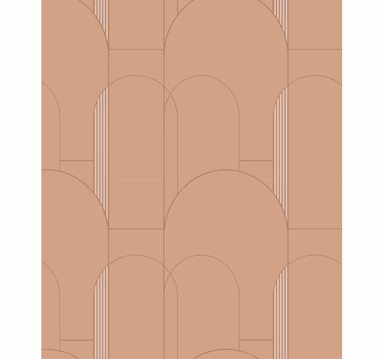 Eetkamer behang terracotta geometrisch cirkelpatroon - TenStickers