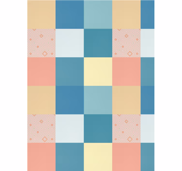 Eetkamer behang patchwork kleurrijk retro patroon - TenStickers