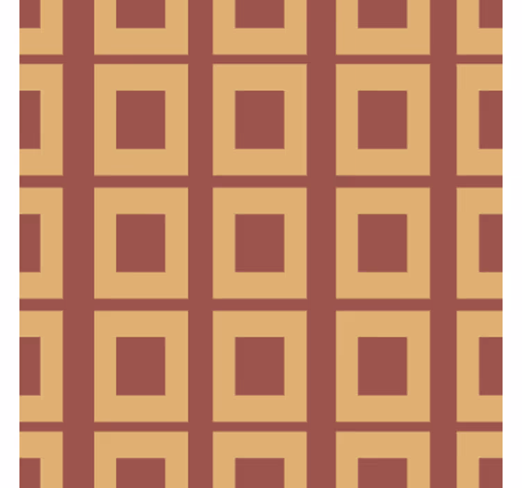 Eetkamer behang geometrisch patroon oranje vierkanten - TenStickers