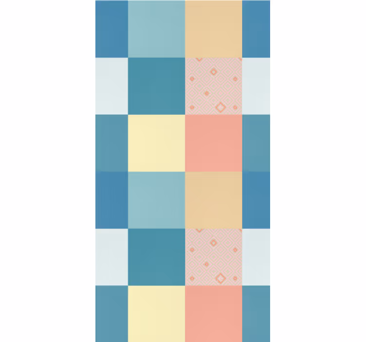 Eetkamer behang geometrisch pastel vloerkleed - TenStickers