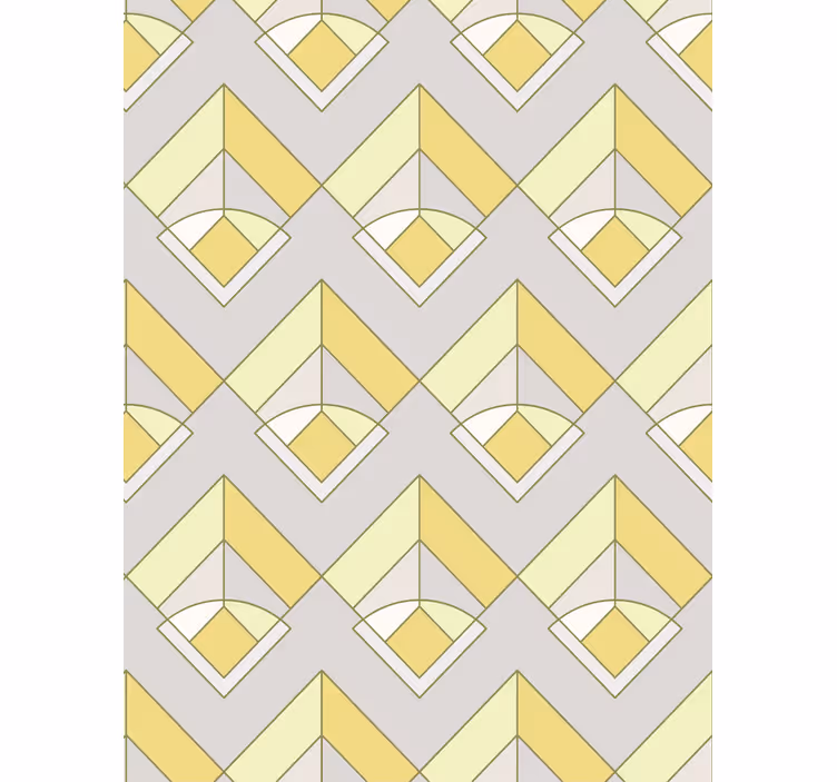 Behang geometrisch geel en grijs patroon - TenStickers