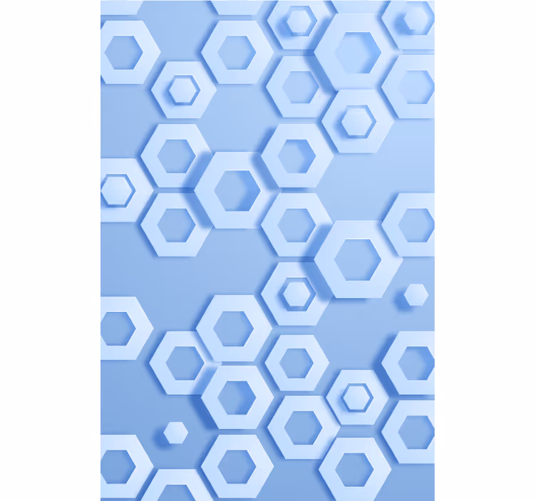 Behang geometrisch hexagonaal blauw patroon - TenStickers