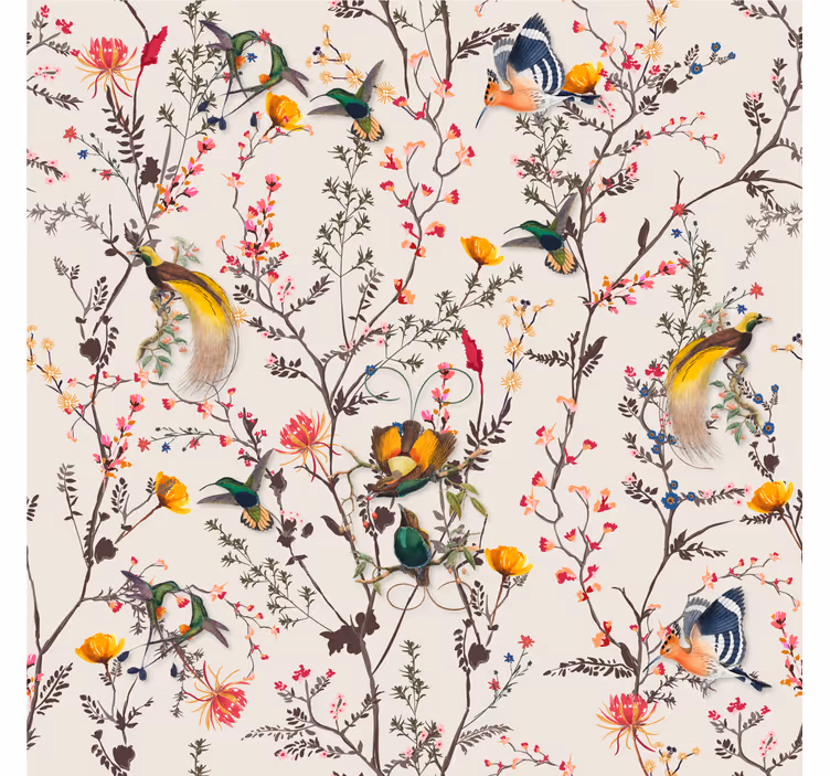 Fotobehang natuur met naturalistisch bloemenontwerp - TenStickers