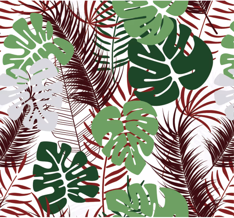 Fotobehang natuur monstera bladeren met rode takken - TenStickers