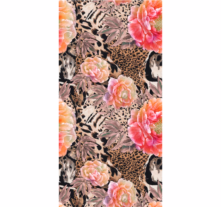 Fotobehang natuur met bloemenleeuwenhuid - TenStickers