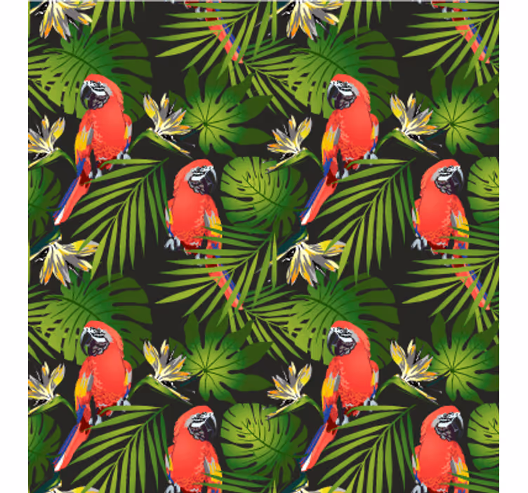 Fotobehang natuur tropische papegaaien groenery - TenStickers