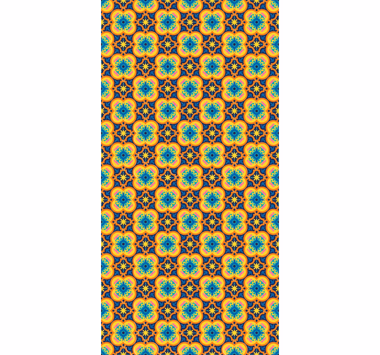Behang andere patronen geel en blauw oosters boho patroon - TenStickers