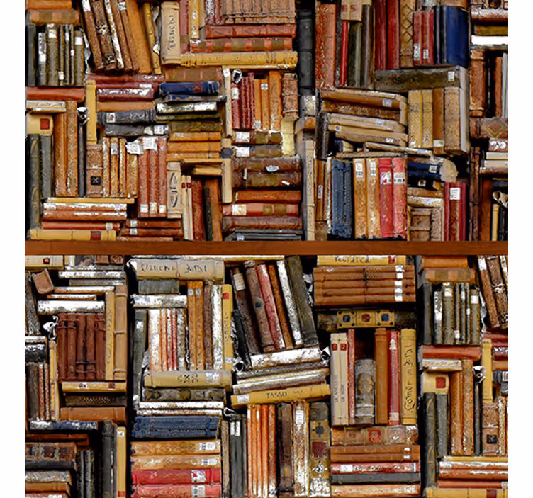 Vintage behang gestapelde boeken - TenStickers