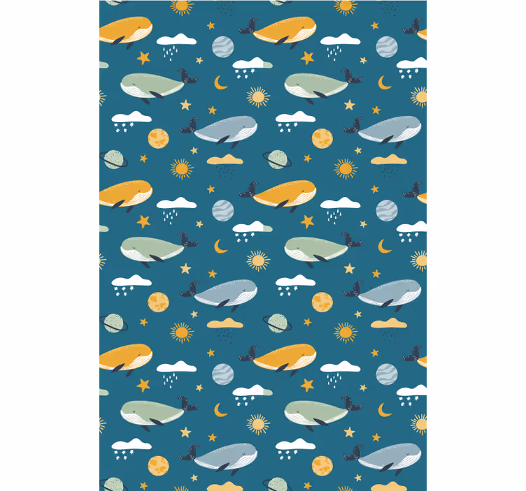 Behangpapier kinderkamer trendy walvispatroon - TenStickers