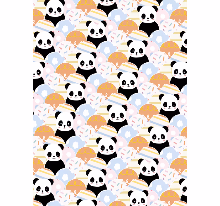 Behangpapier kinderkamer patchwork dieren panda design - TenStickers