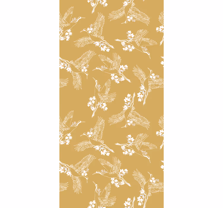 Behangpapier kinderkamer japanse bloemen en vogels - TenStickers
