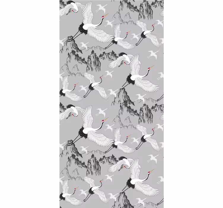 Behangpapier kinderkamer elegante kraanvogels en pieken - TenStickers