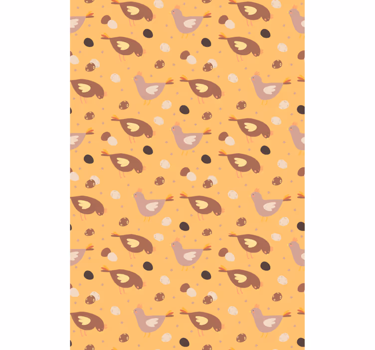 Behangpapier kinderkamer oranje kuikenpatroon - TenStickers