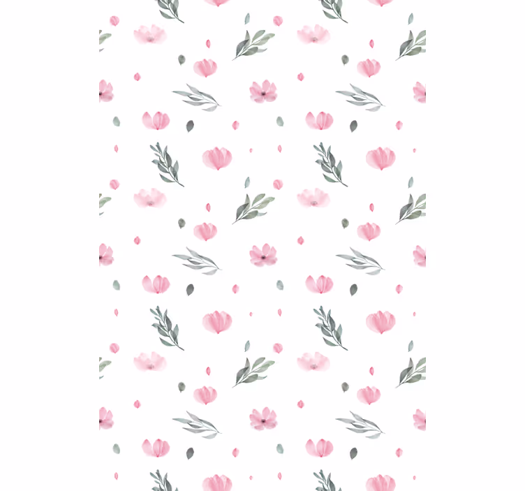 Behangpapier kinderkamer roze minimalistische bloemetjes - TenStickers