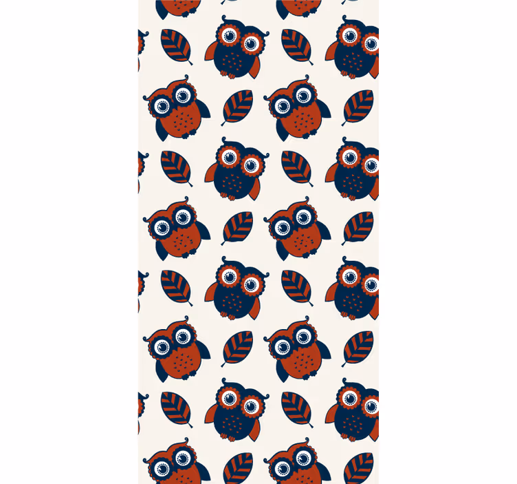 Behangpapier kinderkamer blauw en rode uilen patroon - TenStickers