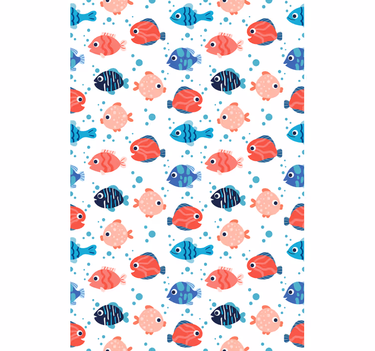 Behangpapier kinderkamer roze en blauwe vissen - TenStickers