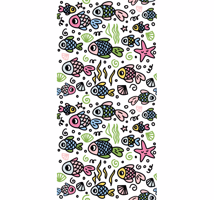 Behangpapier kinderkamer multicolor vissenpatroon - TenStickers
