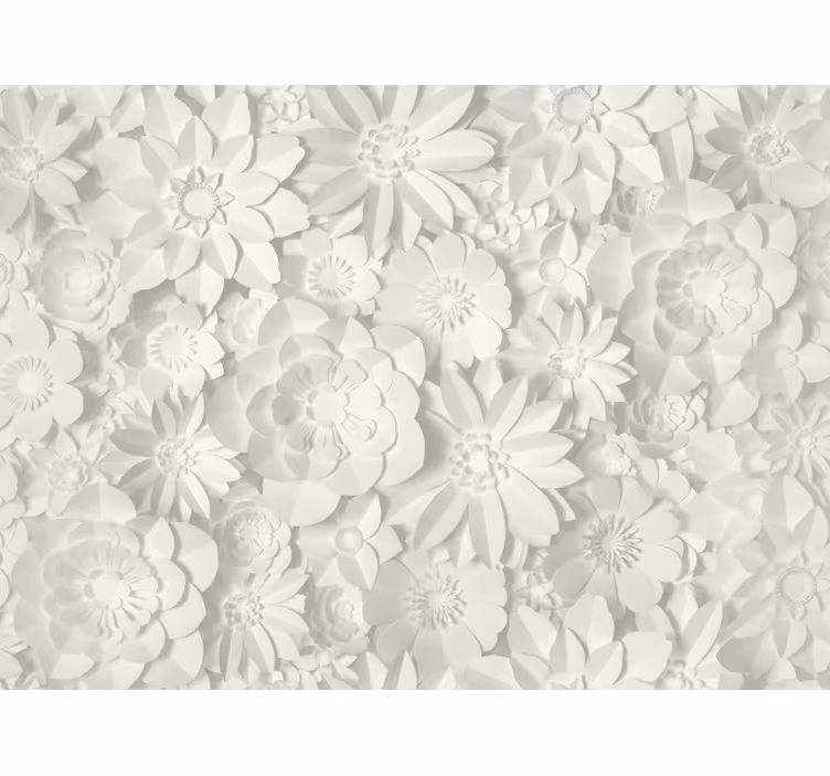 Behang woonkamer white paper bloom tapijt - TenStickers