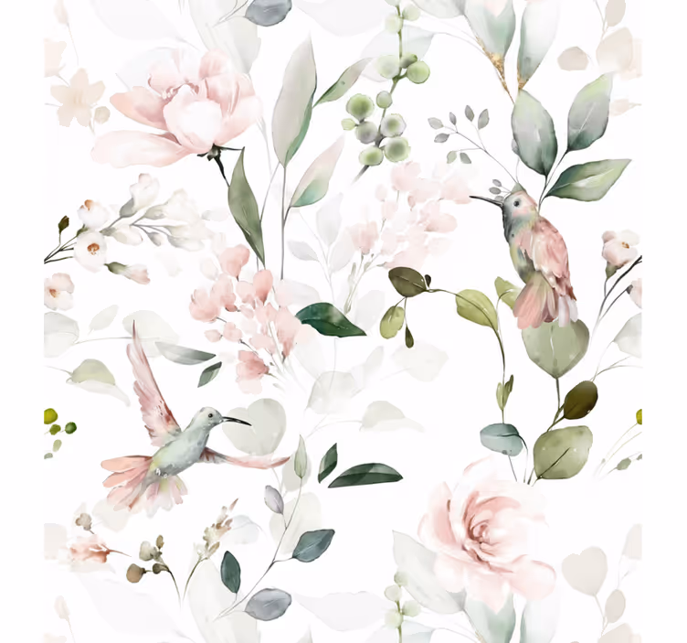 Behang woonkamer soft pastel vogel - TenStickers