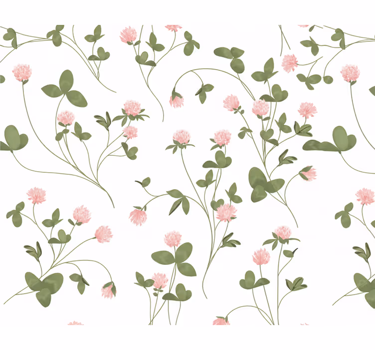 Behang woonkamer dainty pink klaver - TenStickers