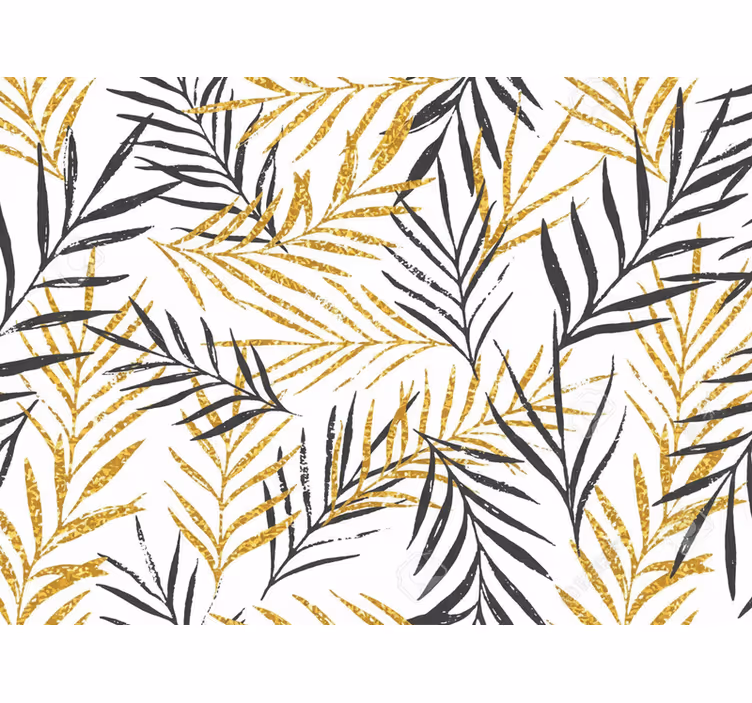 Behang woonkamer glamoureuze jungle bladprint - TenStickers