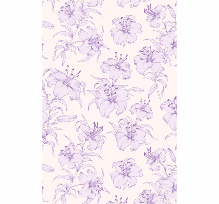 Behangpapier gang bloeiende lelies bloemenpatroon - TenStickers