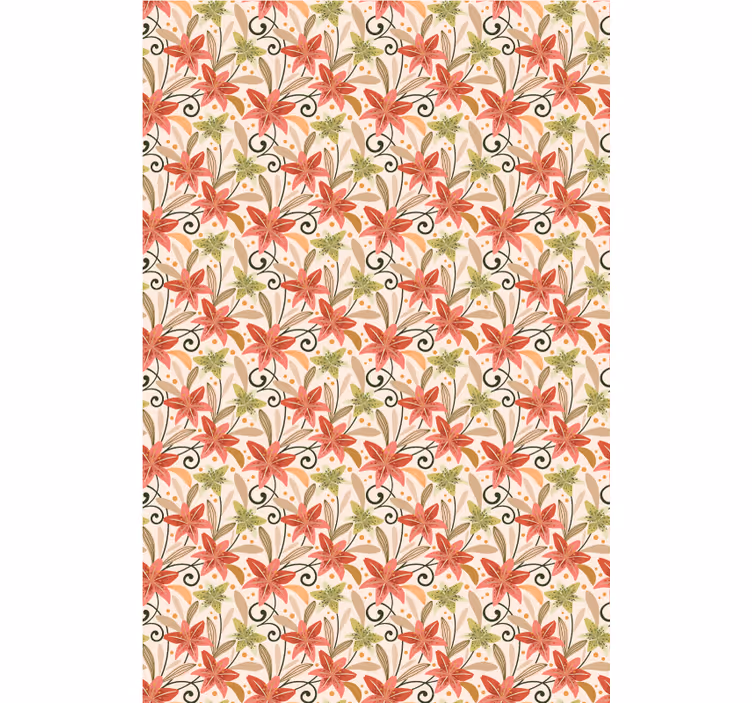 Behangpapier gang kleurrijk vintage lelie bloemenpatroon - TenStickers