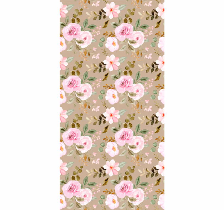 Behangpapier gang roze bloemenpatronen - TenStickers