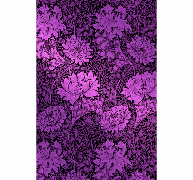 Behangpapier gang paarse botanische motief - TenStickers