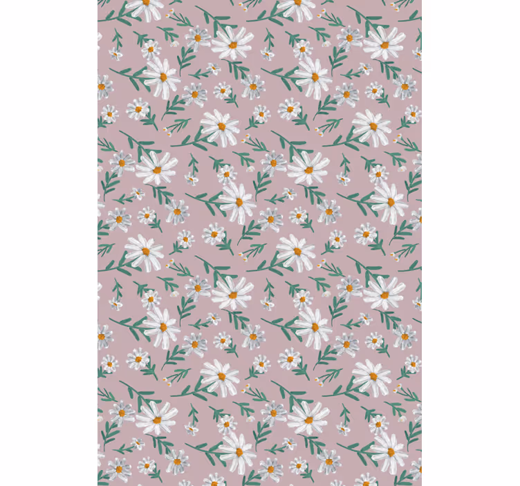 Behang woonkamer 70's madeliefjes roze - TenStickers