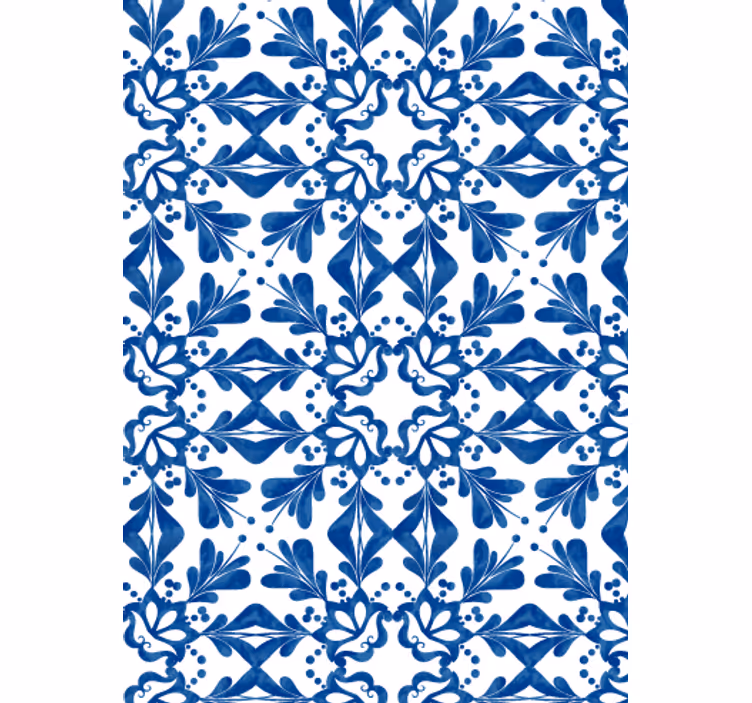 Behang woonkamer blauw vintage patroon tegels - TenStickers
