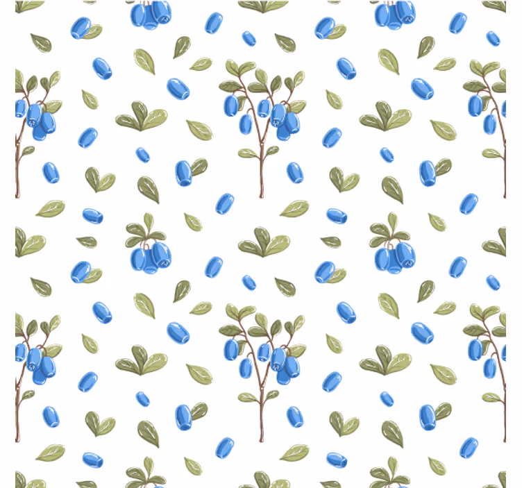 Behang woonkamer botanisch blauw patroon - TenStickers