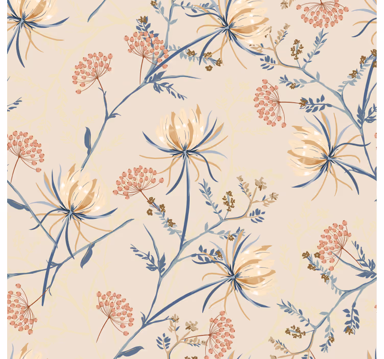 Behang woonkamer met bloemmotieven - TenStickers