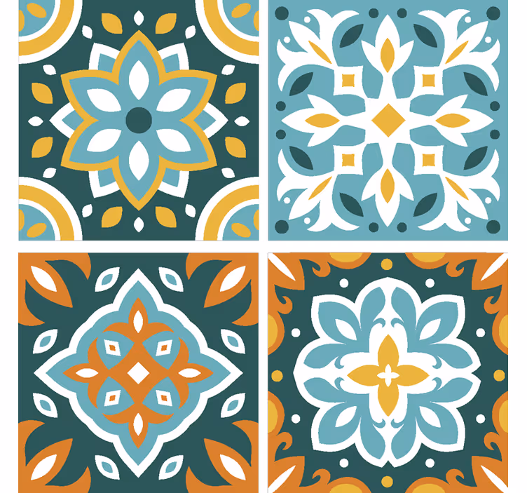 Behang tegels met ingewikkelde bloemmotieven - TenStickers