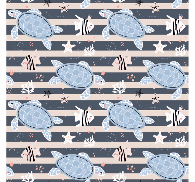 Vintage behang met schildpadpatroon - TenStickers