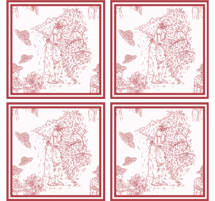 Vintage behang rustieke scène illustratie - TenStickers