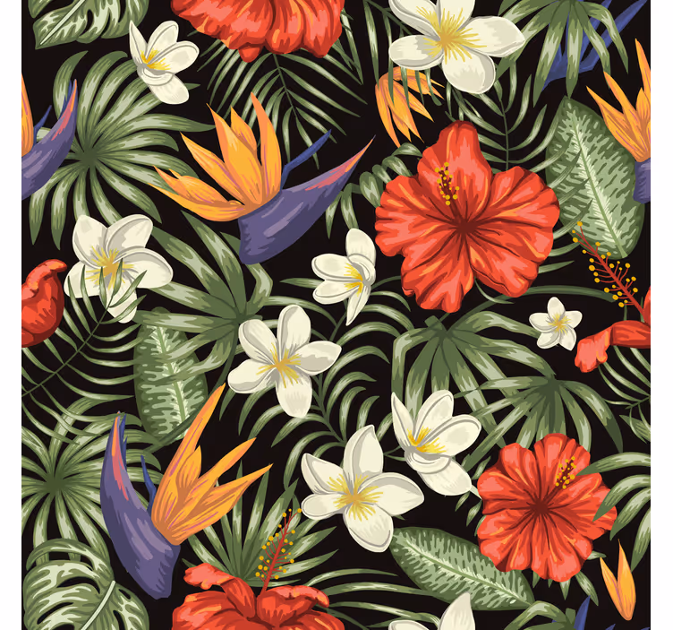 Bloemen behang tropisch jungleplanten patroon - TenStickers