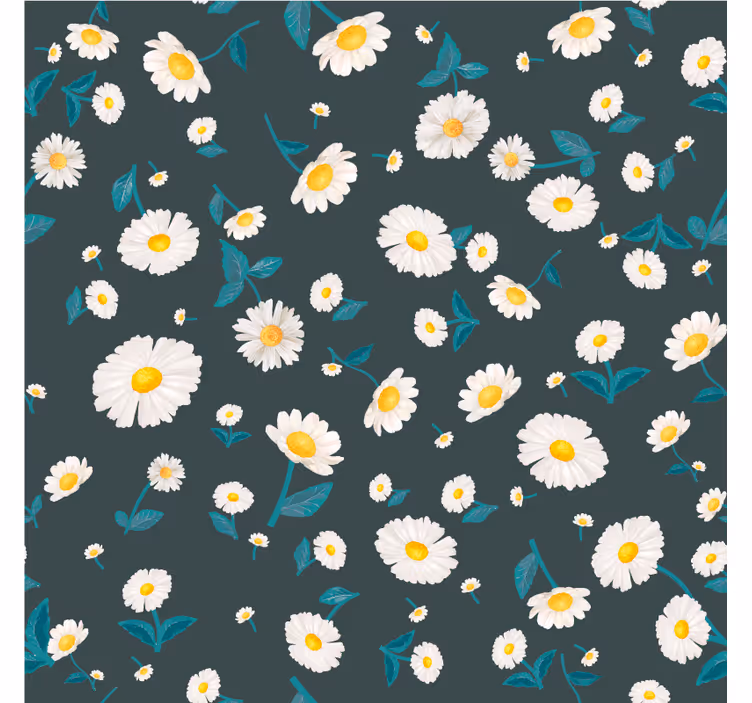Bloemen behang met madeliefjespatroon - TenStickers