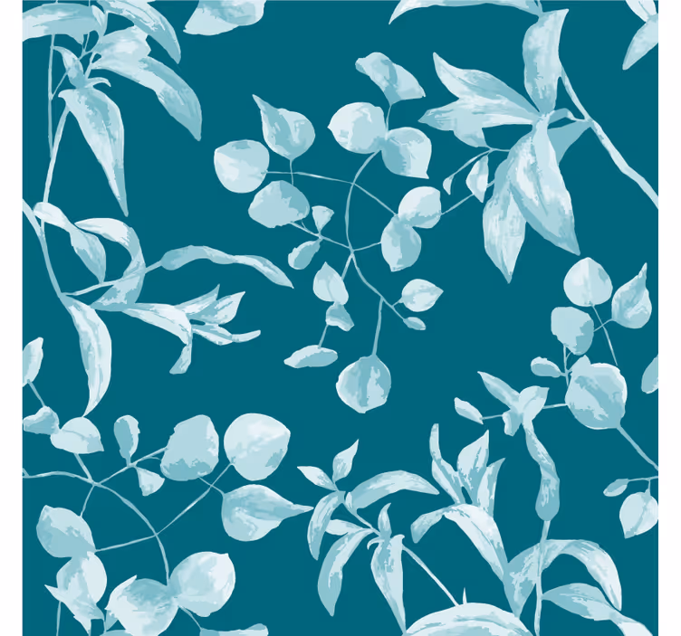 Bloemen behang blauw aquarel ontwerp - TenStickers