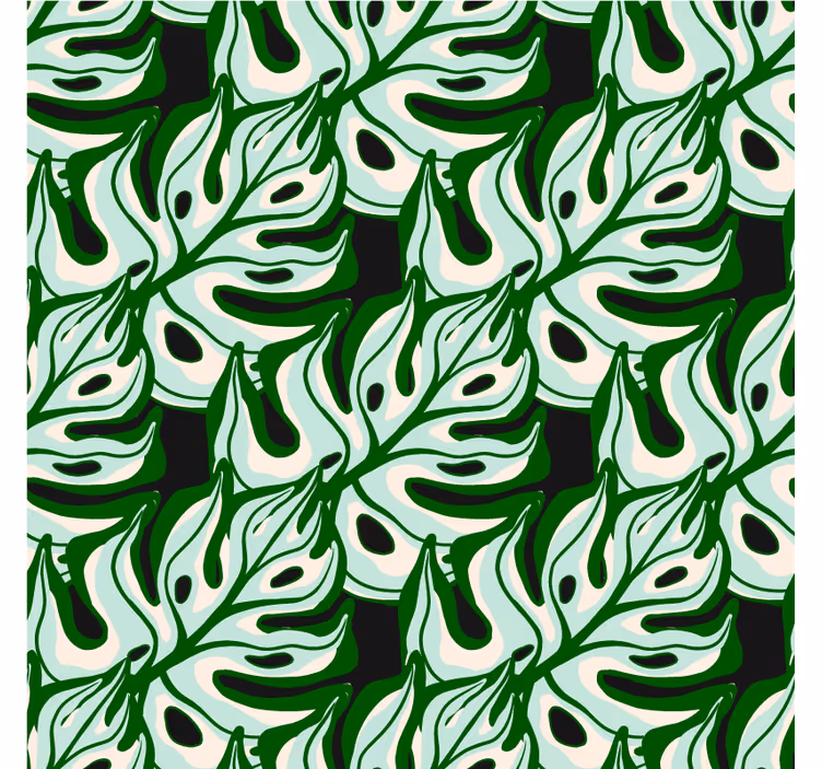 Bloemen behang zwart en groen spetterend flora patroon - TenStickers