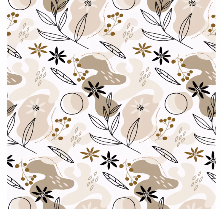 Bloemen behang stijlvol patroon van roze en beige bladeren - TenStickers