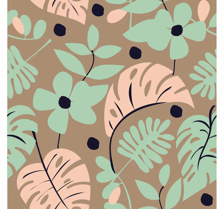Bloemen behang pastel kleur monstera bloemen en bladeren - TenStickers
