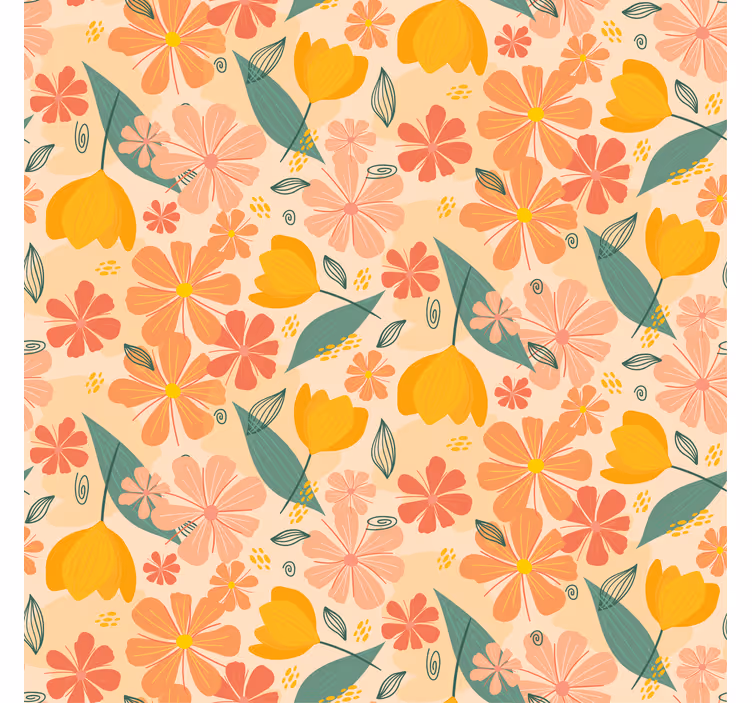 Bloemen behang kleurrijke vintage bladeren en bloemen - TenStickers