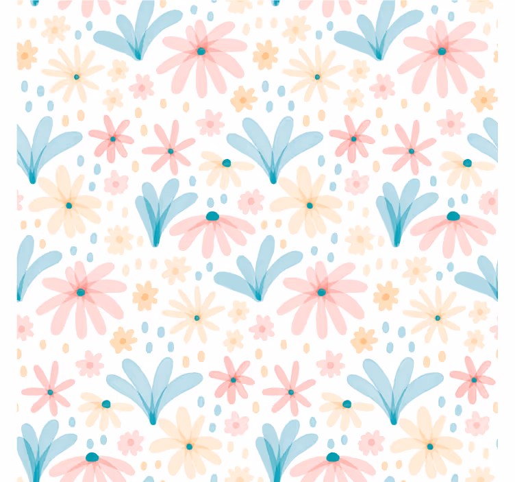Bloemen behang pastel kleur bloemenpatroon - TenStickers