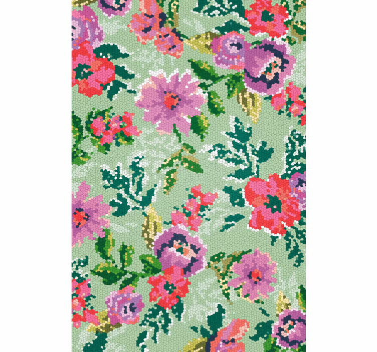 Bloemen behang mozaïek bloemmotief - TenStickers